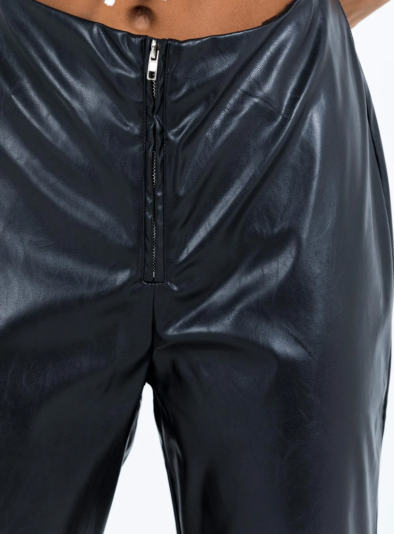 Valla Faux Leather Flare Pants Black