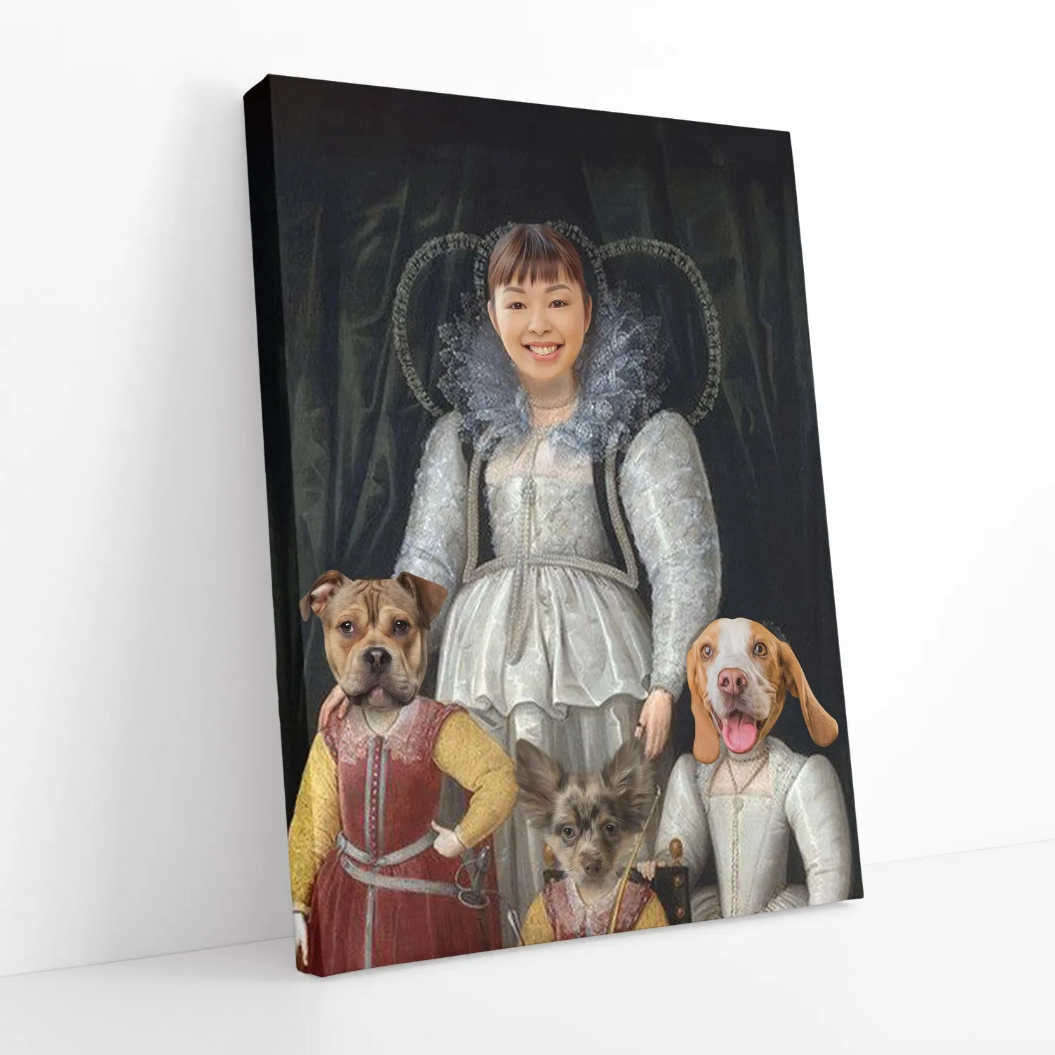 Victorian Mum & Children Dog Portrait