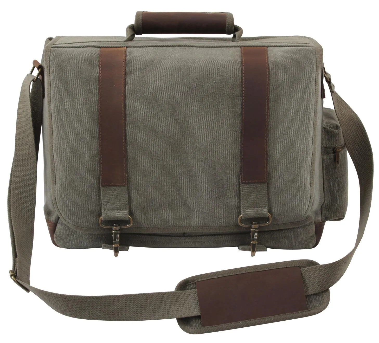 Vintage Canvas Pathfinder Laptop Bag With Leather Accents