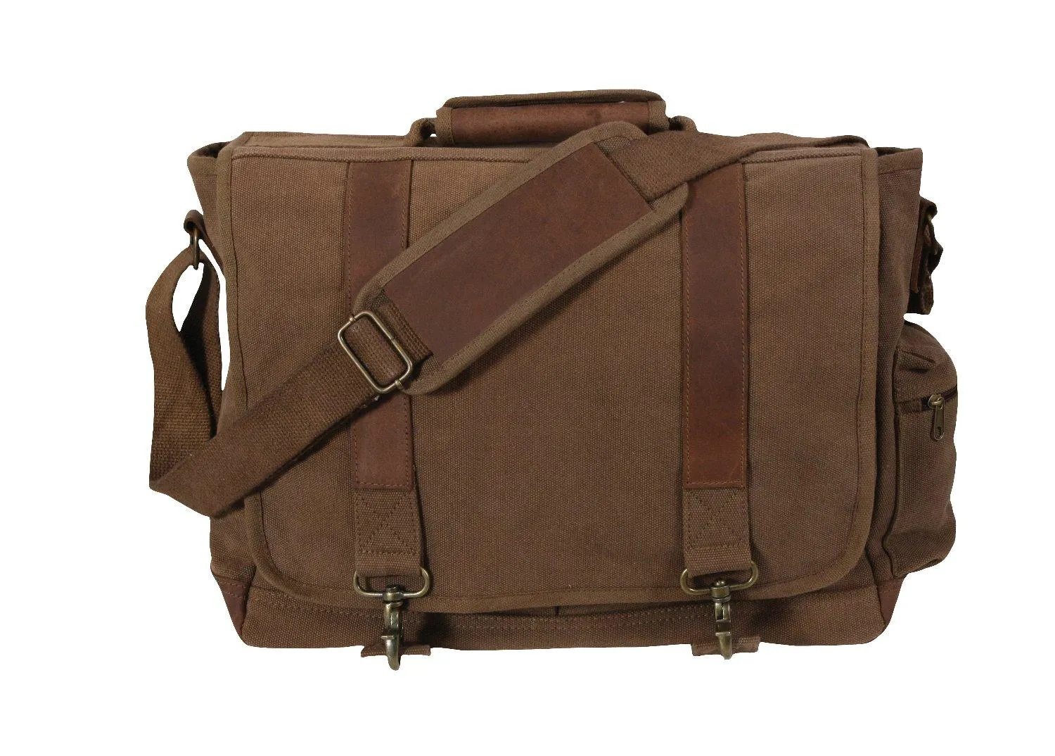 Vintage Canvas Pathfinder Laptop Bag With Leather Accents