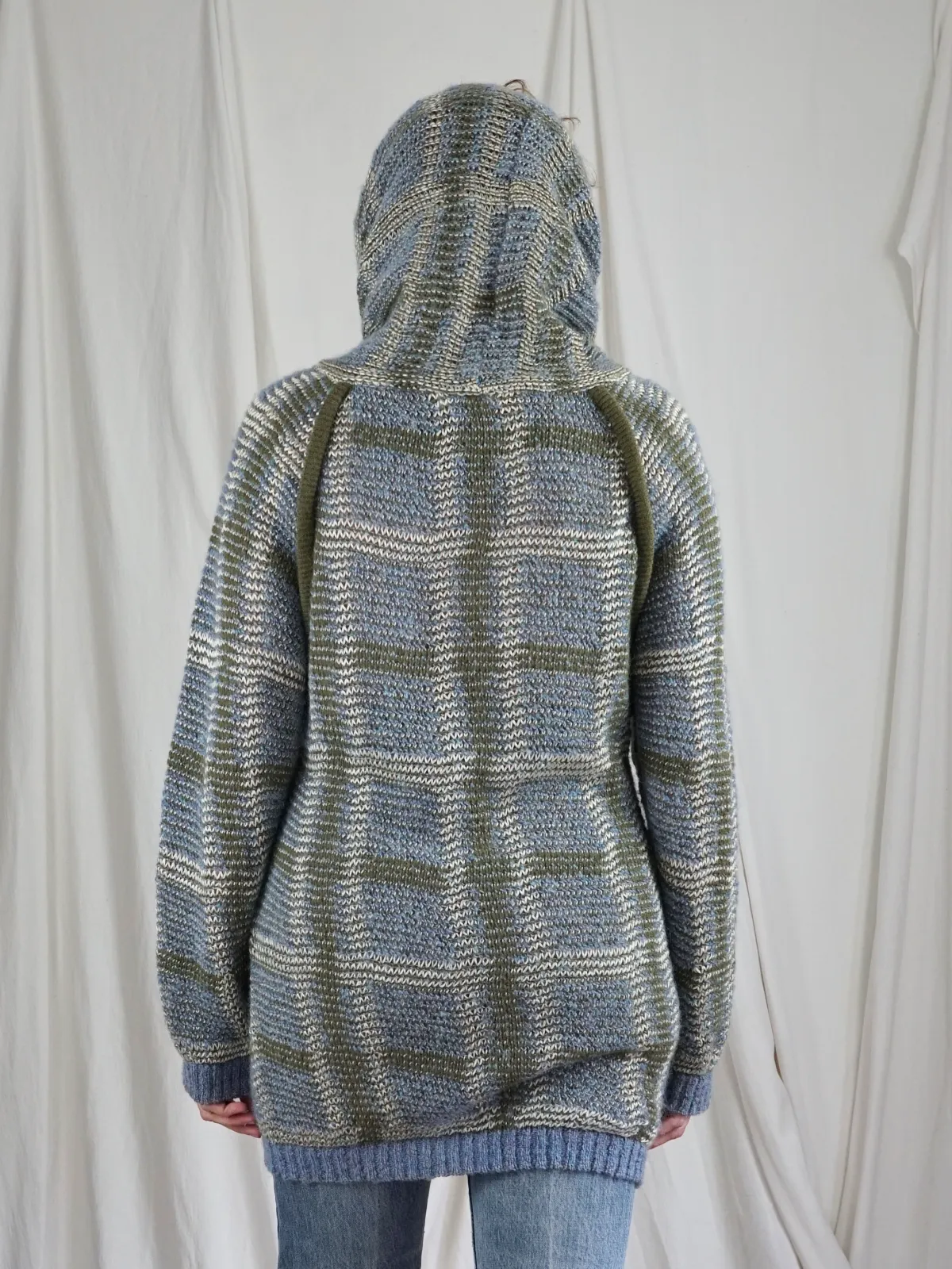 Vintage Plaid Cowl Neck Tunic Sweater