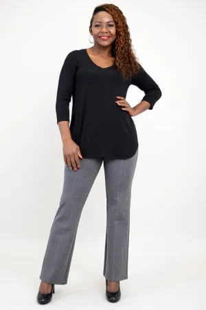 VNECK BAMBOO BLACK 3/4 SLEEVE TOP