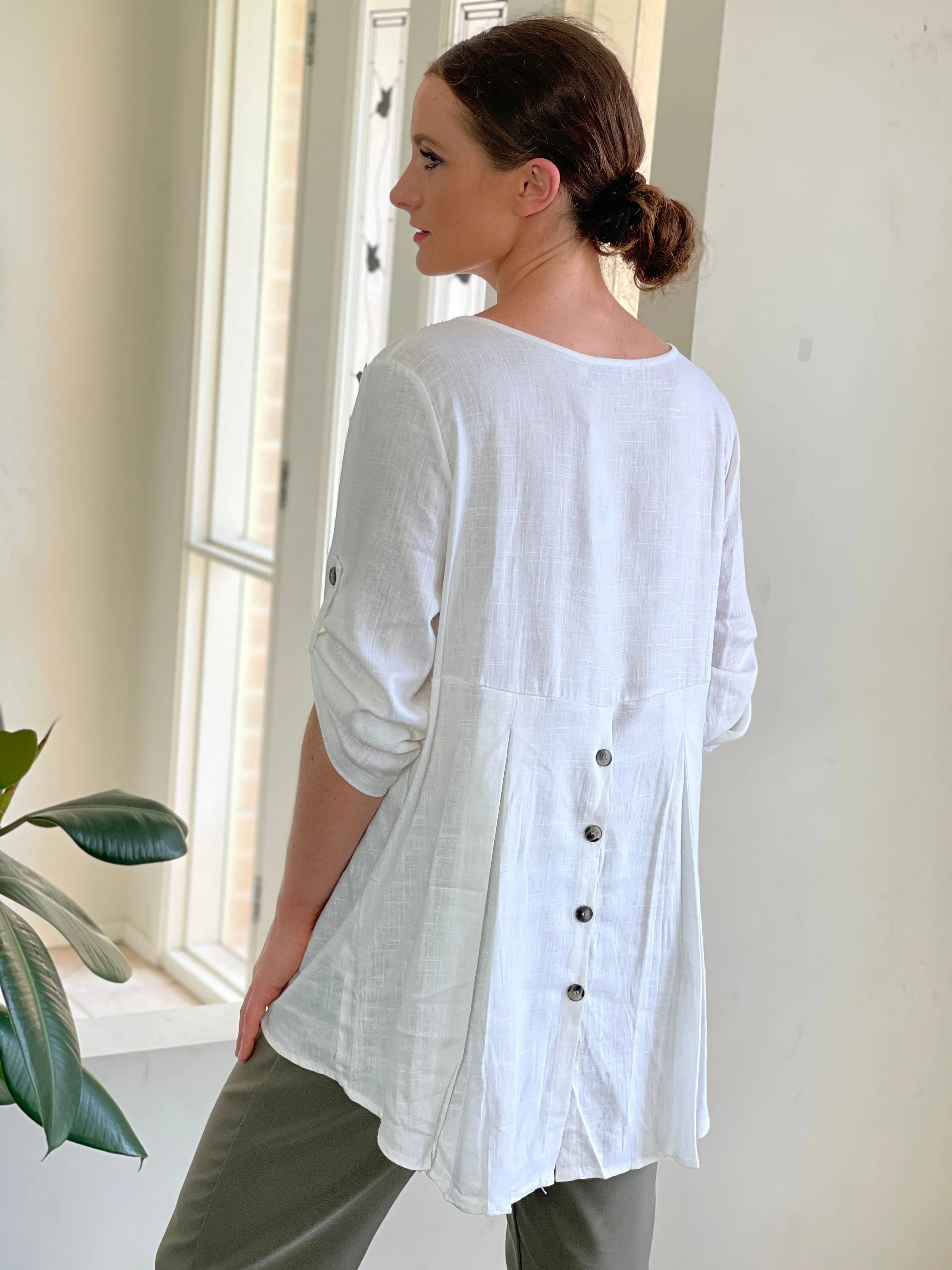 Waltina White Linen Top