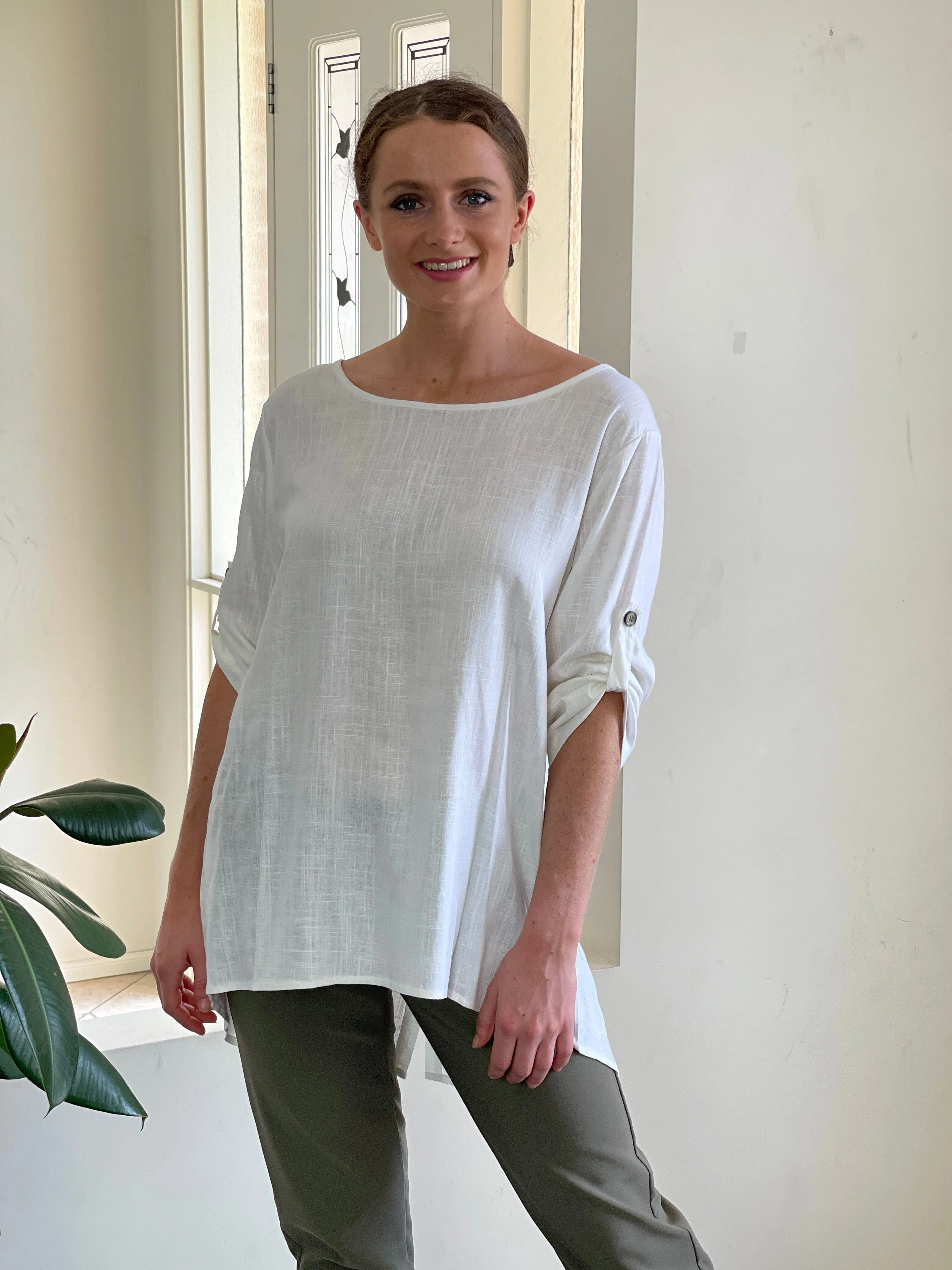 Waltina White Linen Top