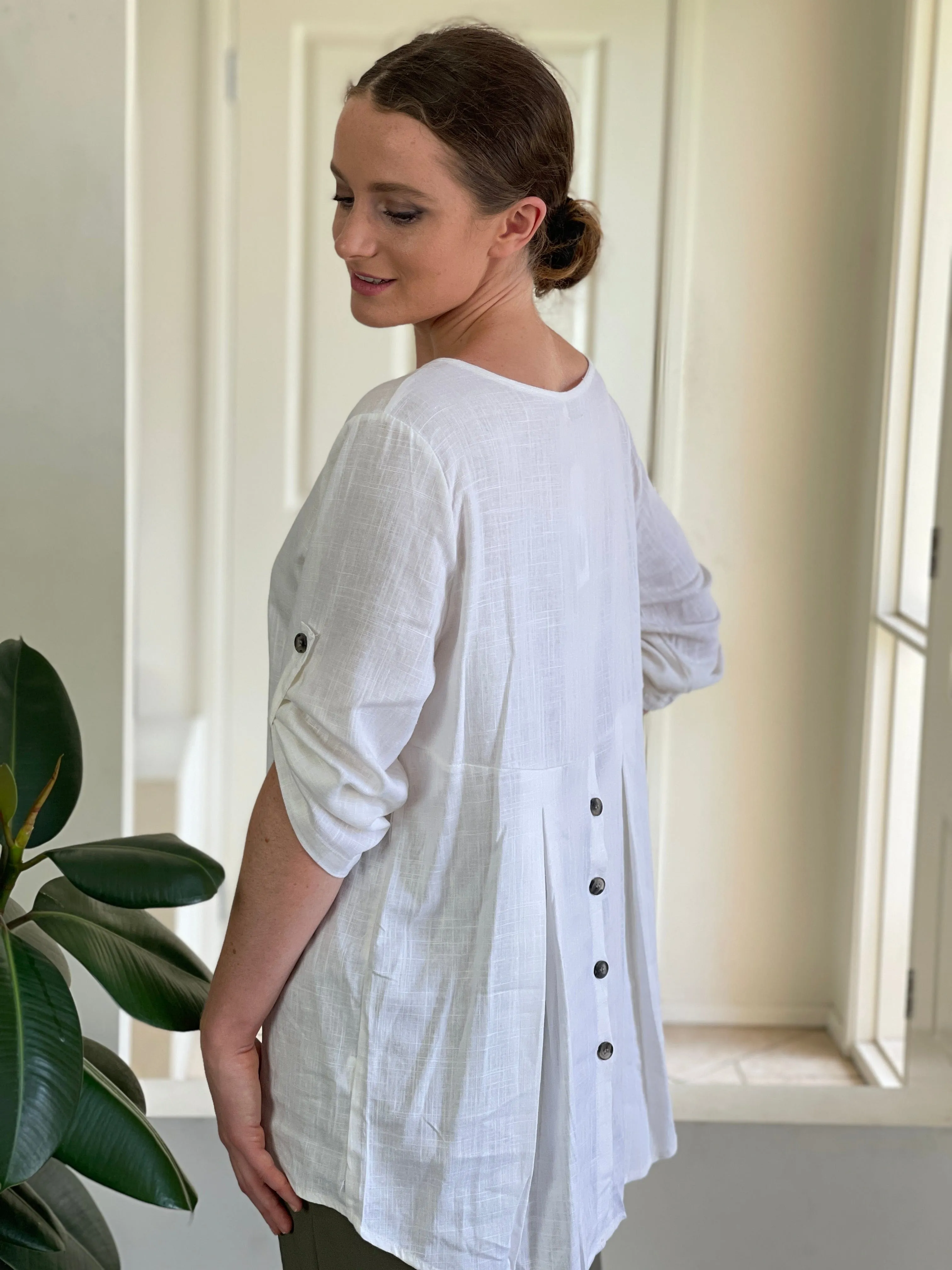 Waltina White Linen Top