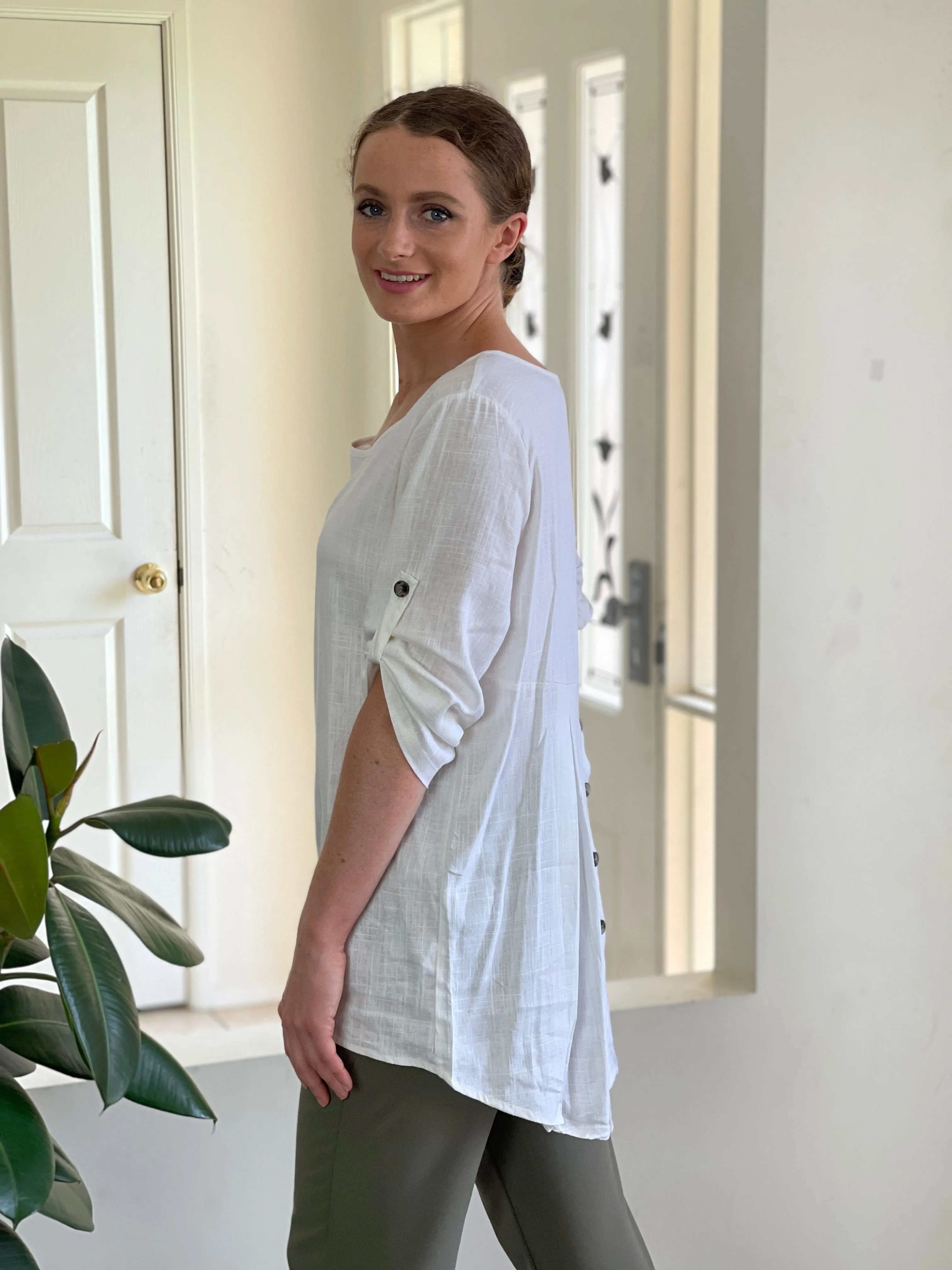 Waltina White Linen Top