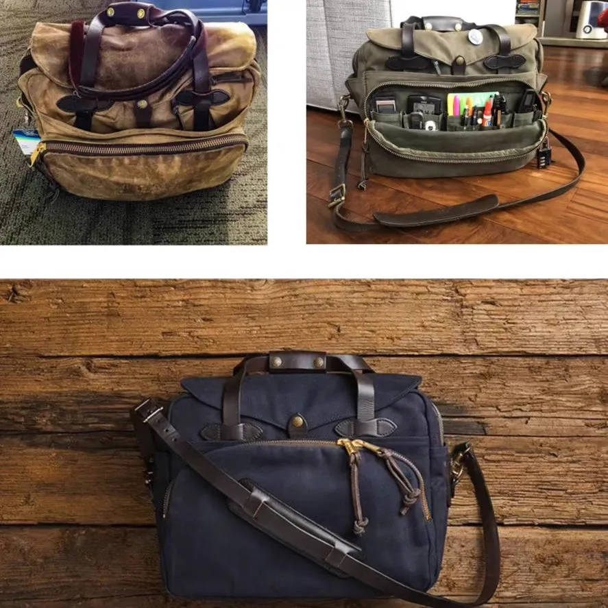 WAXED CANVAS COMPUTER SHOULDER BAG WOSE