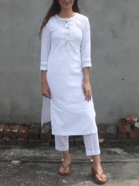 White Linen Kurta With Pants