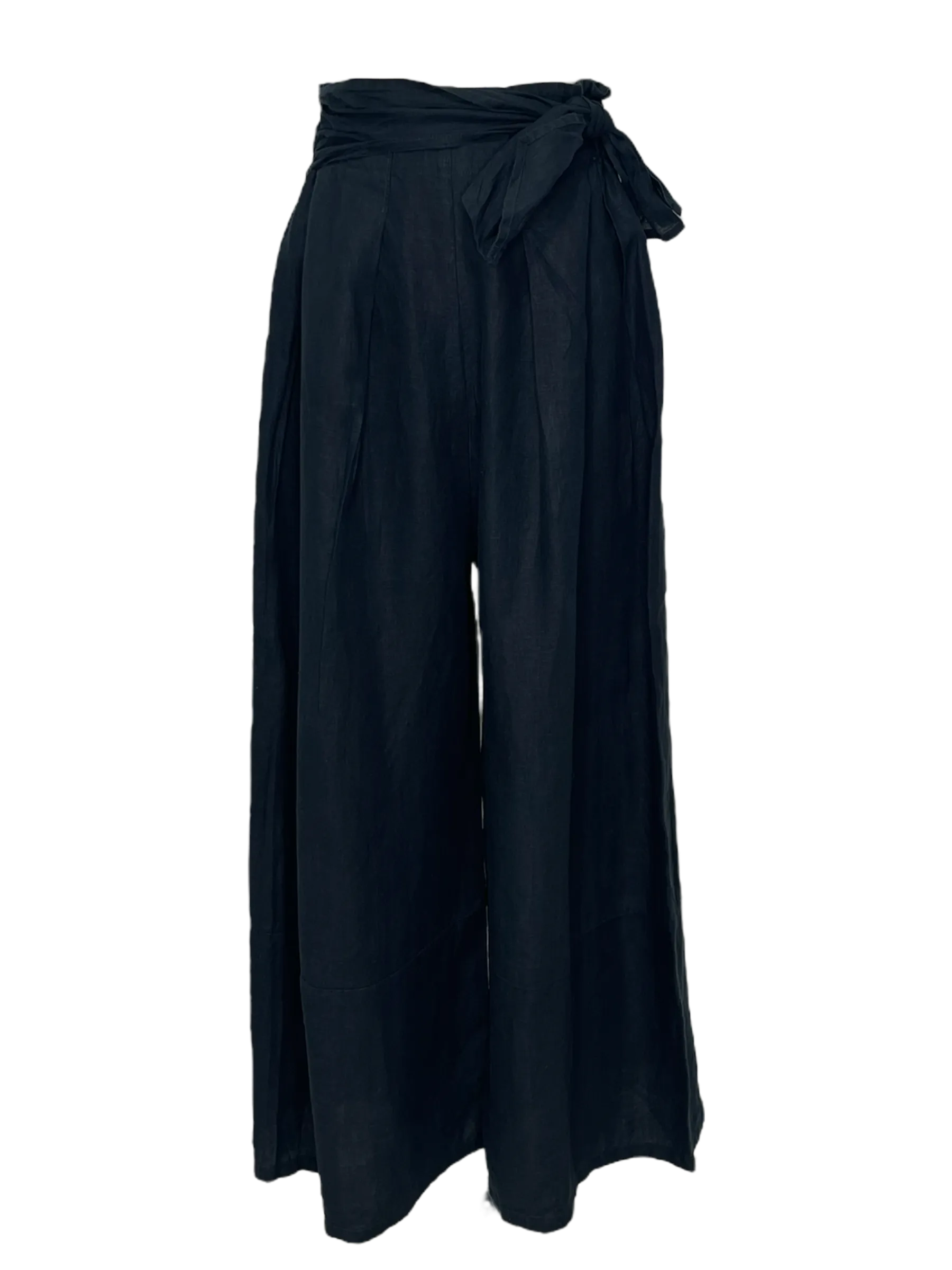 Wide Leg Pants with Belt in Splash Navy