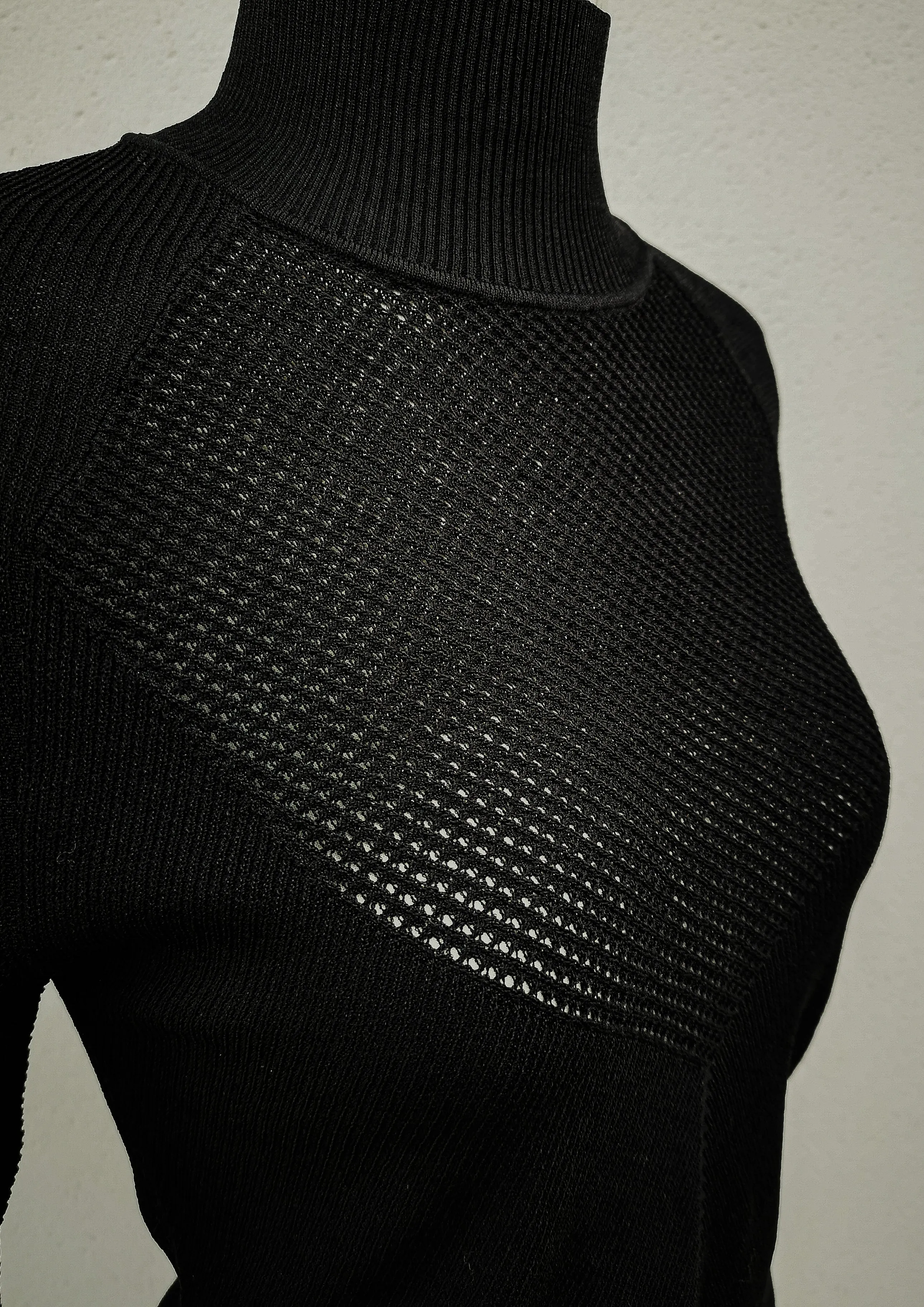 WINTER SHIRT TURTLENECK STRETCH - KNIT TRANSPARENT black