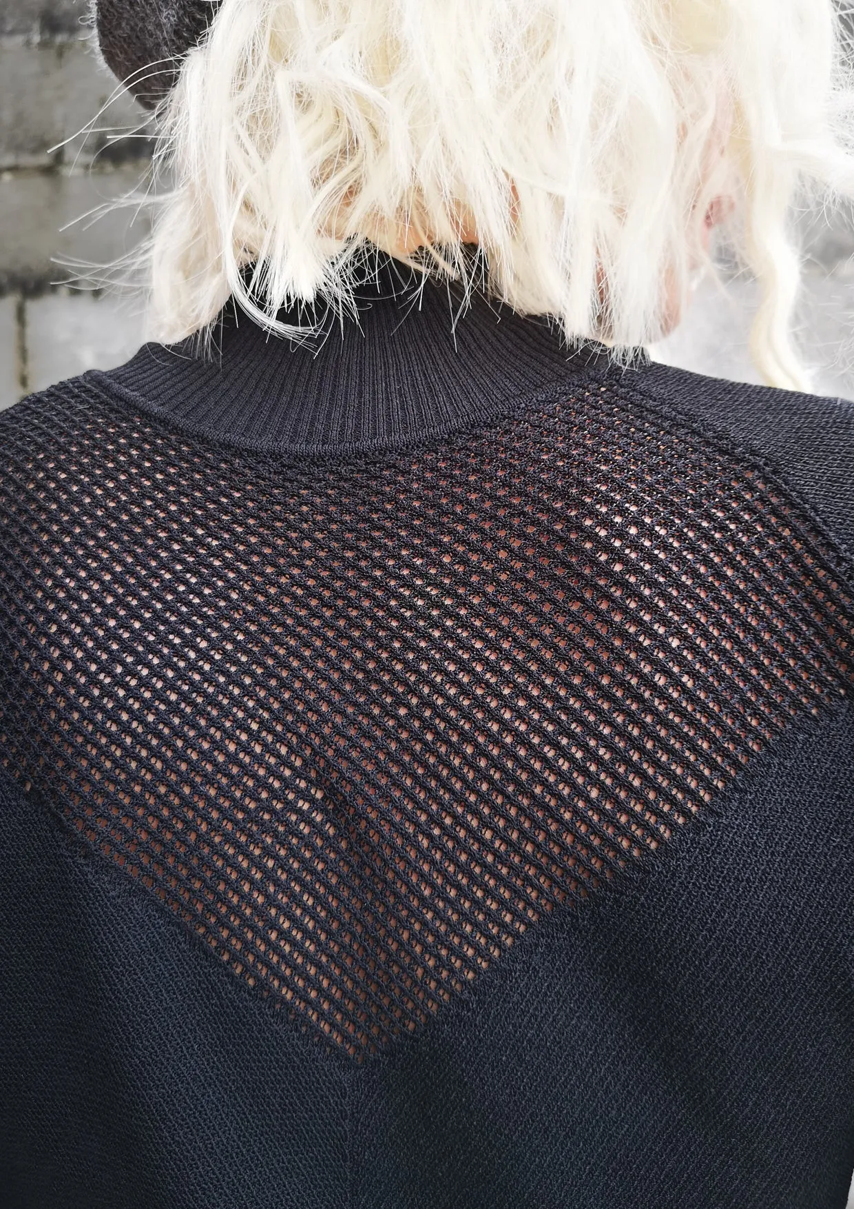 WINTER SHIRT TURTLENECK STRETCH - KNIT TRANSPARENT black