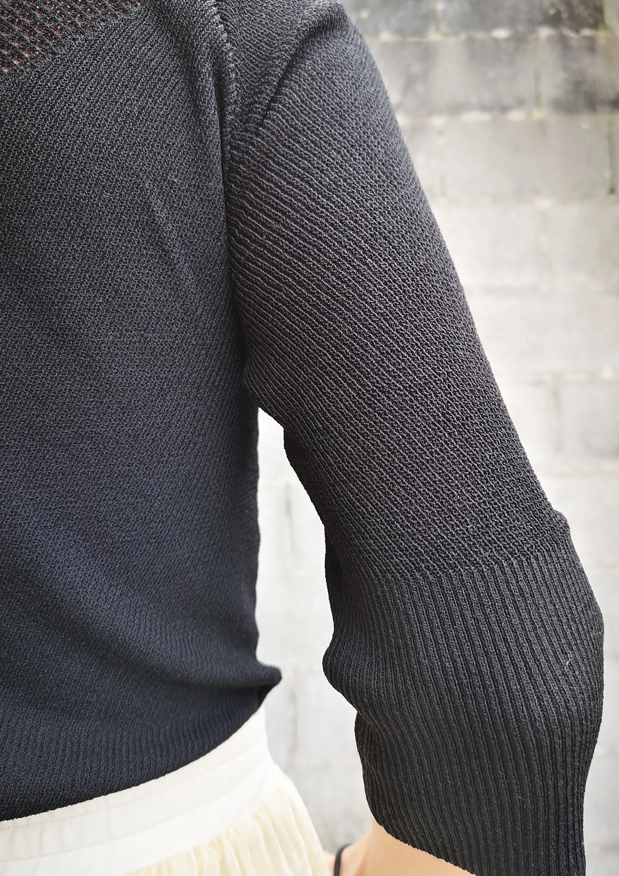 WINTER SHIRT TURTLENECK STRETCH - KNIT TRANSPARENT black