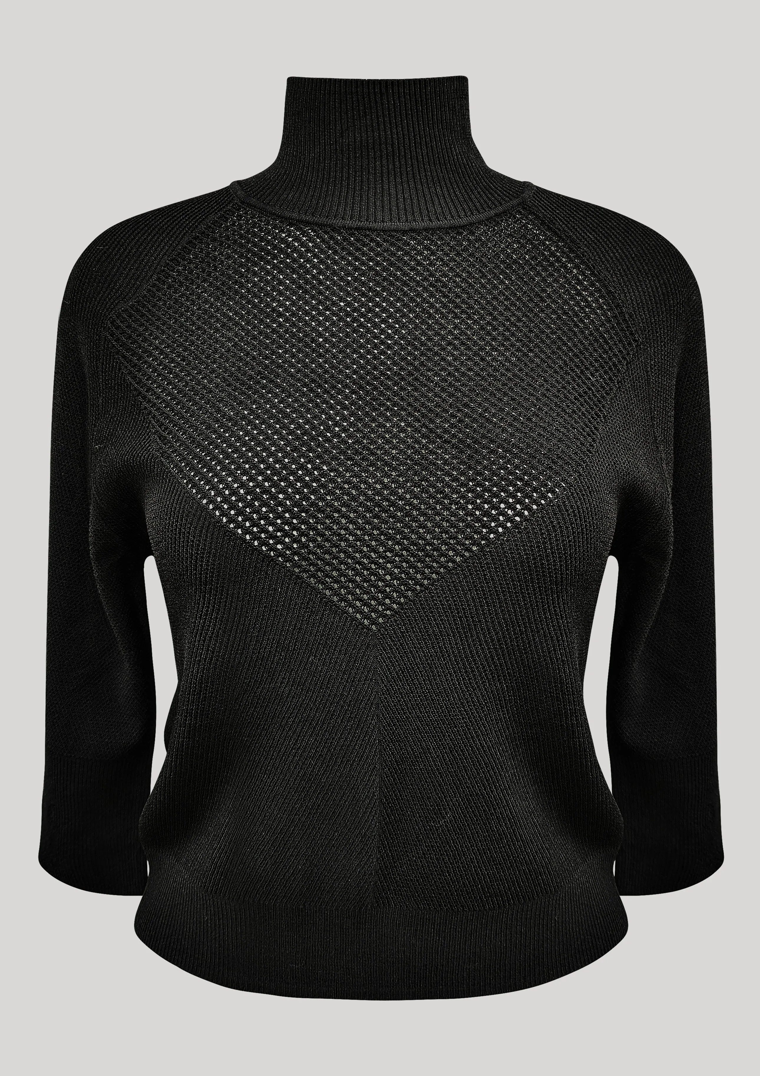 WINTER SHIRT TURTLENECK STRETCH - KNIT TRANSPARENT black