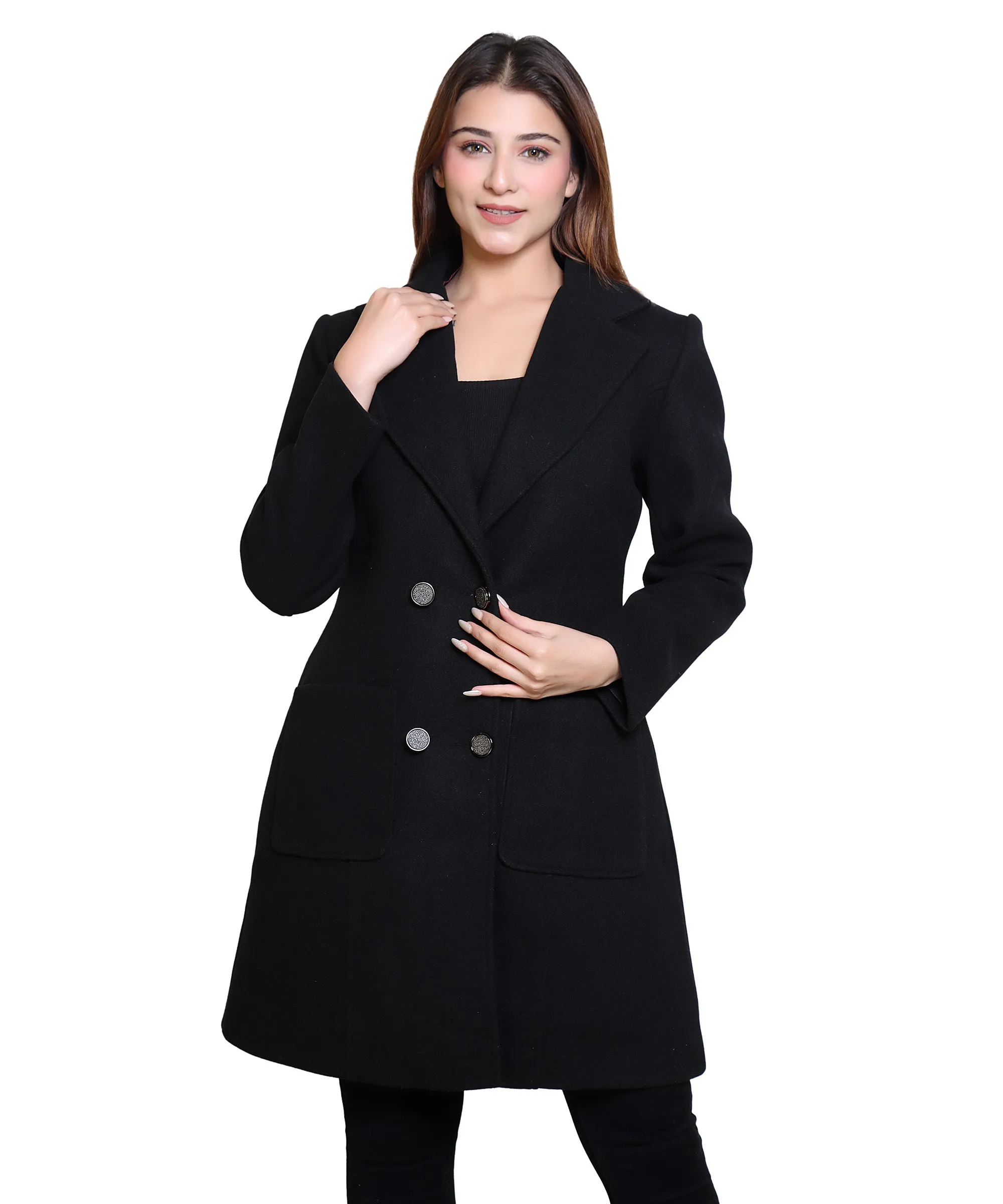 Women Stylish Full Sleeves Classic Winter Long Coat | Formal And Casual Winter Wear