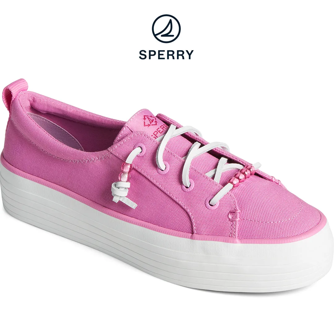 Women's Crest Vibe Beaded Platform Canvas Sneaker Pink (STS88737)