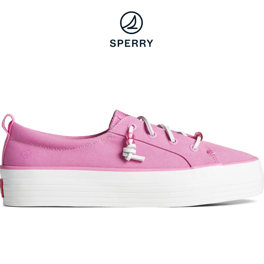 Women's Crest Vibe Beaded Platform Canvas Sneaker Pink (STS88737)