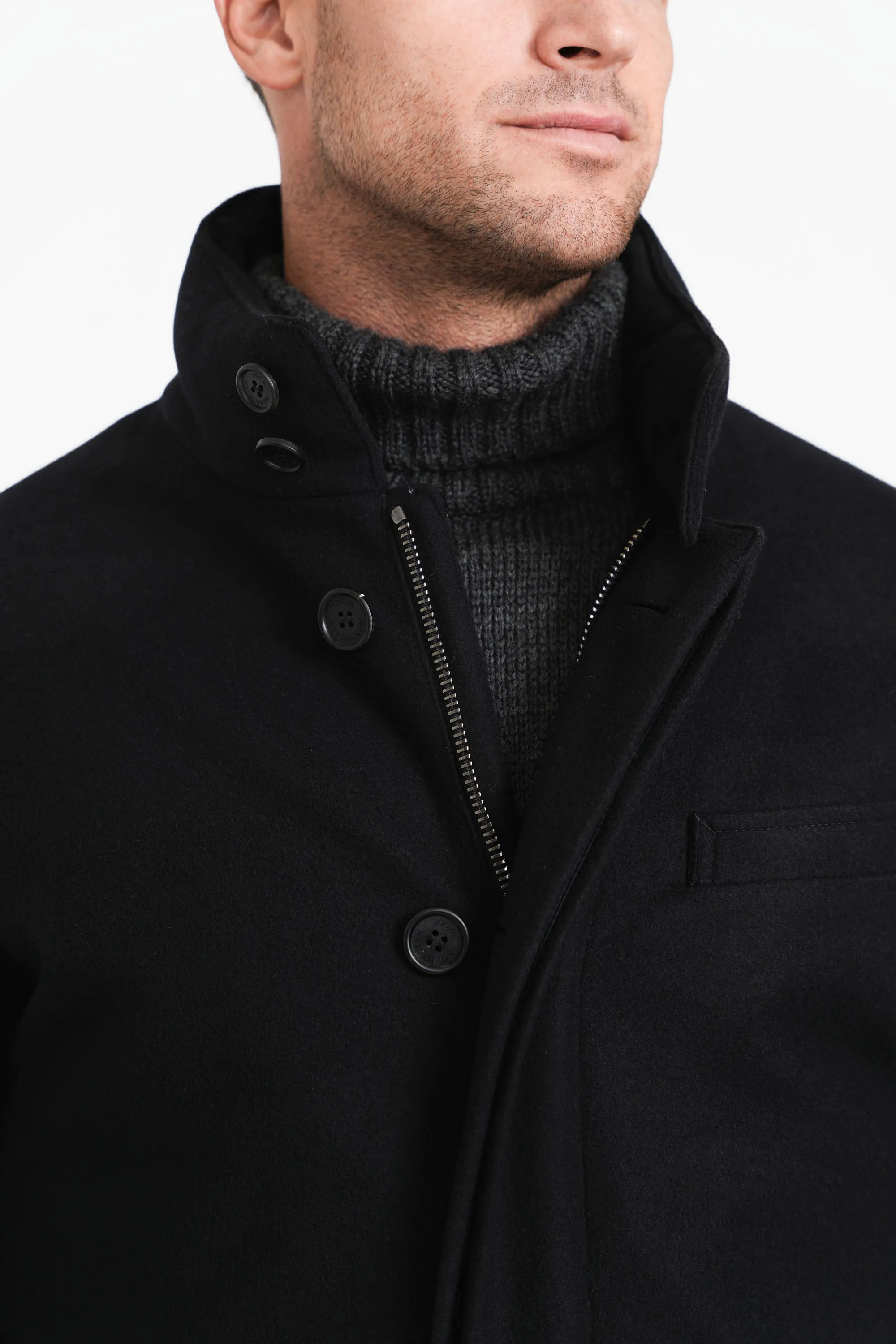 Wool Topcoat, Black