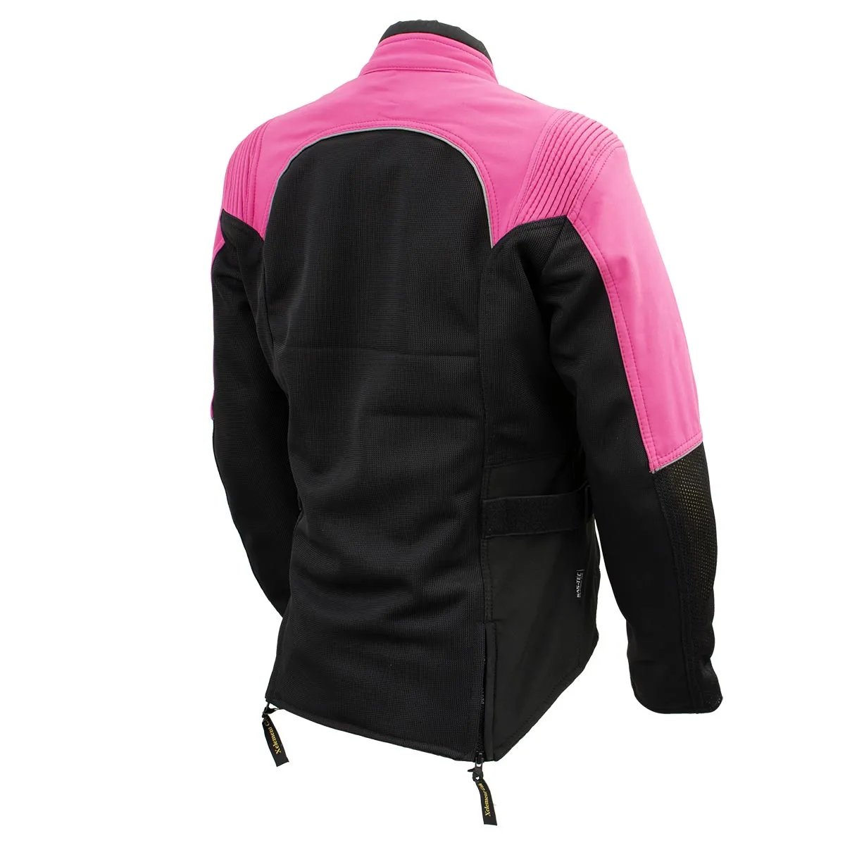 Xelement 'Gold Series' XS22009 Women's 'Be Cool' Black and Fuchsia Armored Textile with Soft-Shell Motorcycle Jacket