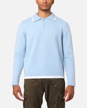 XXIII Fluffy Long Sleeve Polo Shirt Blue