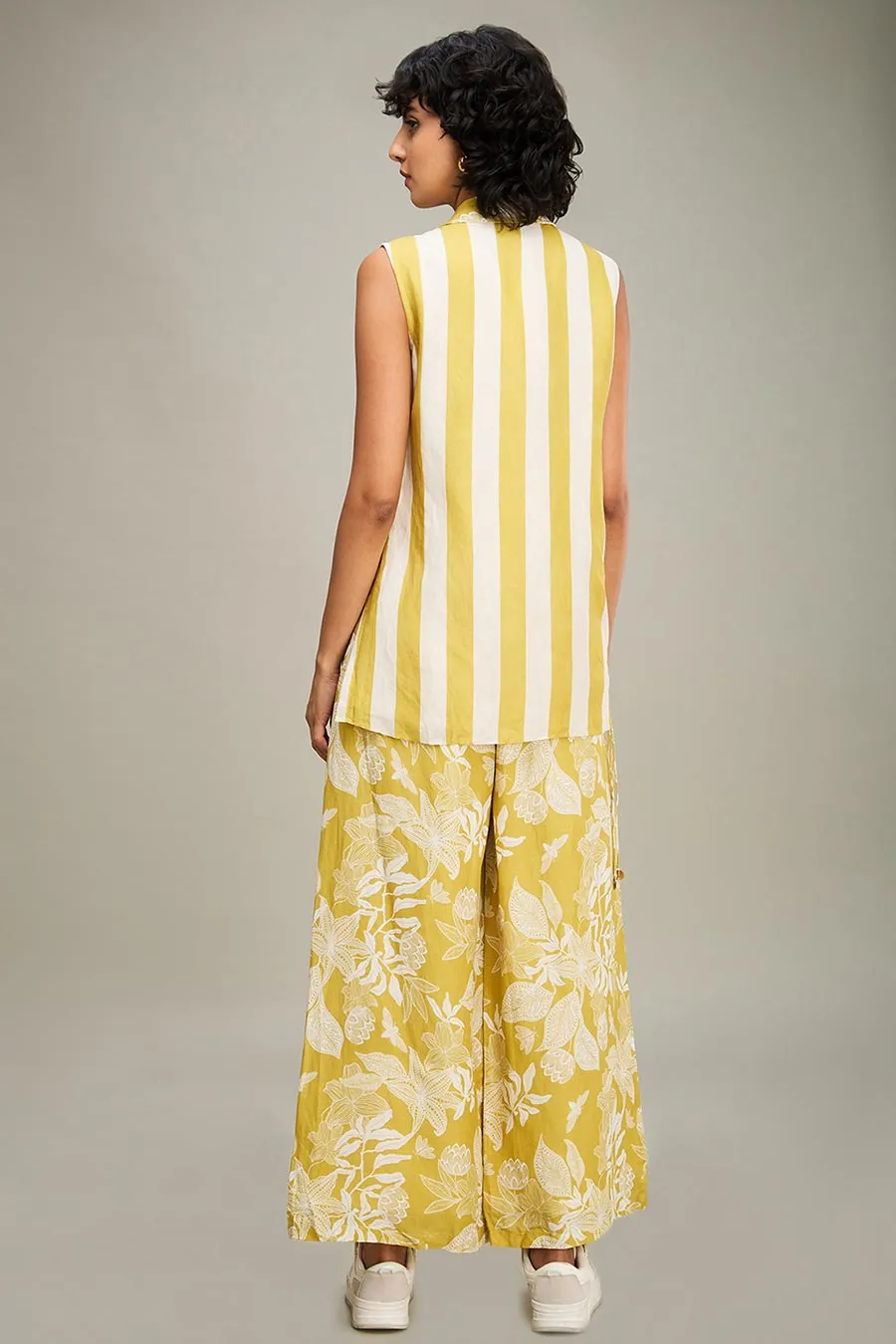 Yellow Ahyana Printed Top & Pant Co-Ord Set