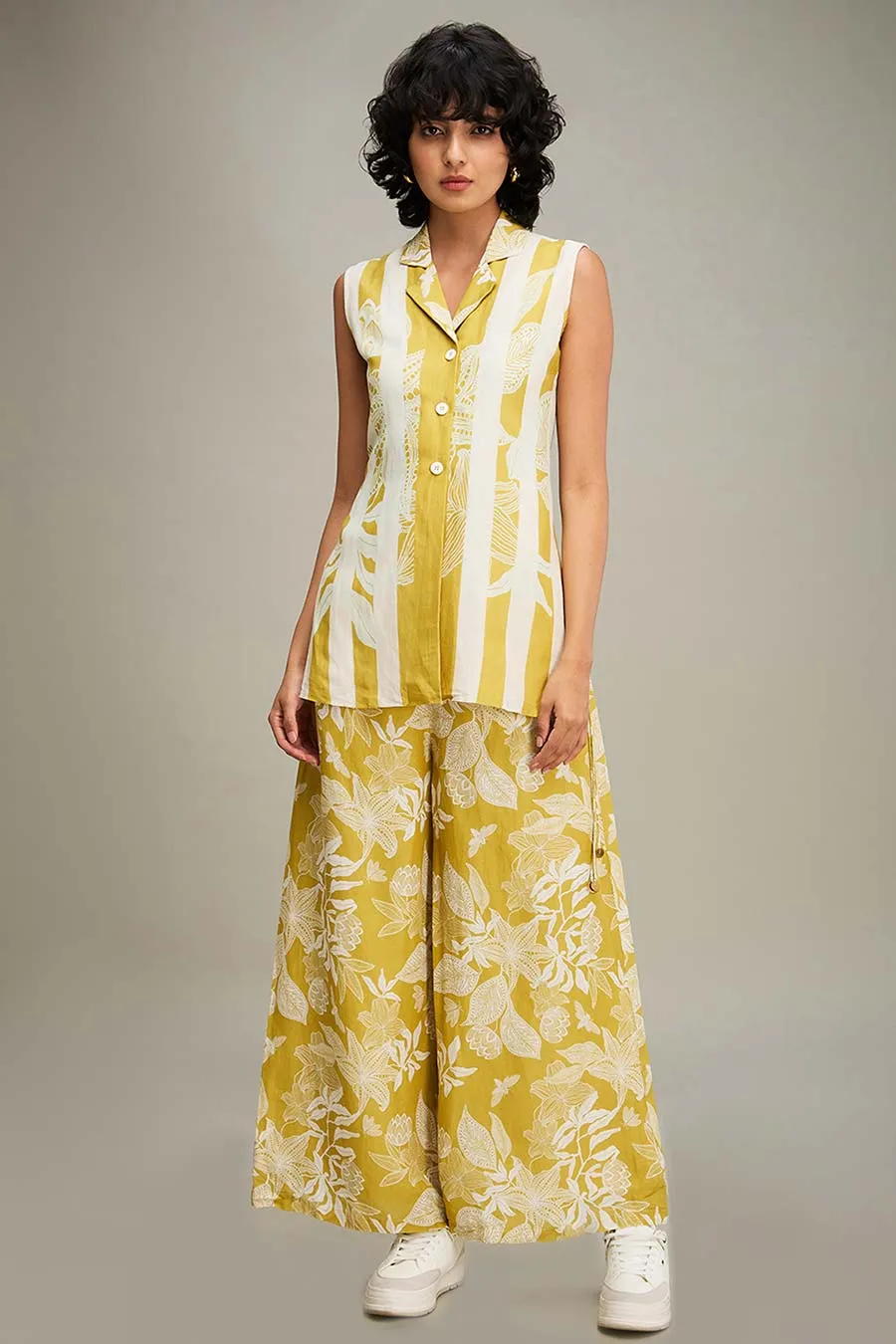 Yellow Ahyana Printed Top & Pant Co-Ord Set