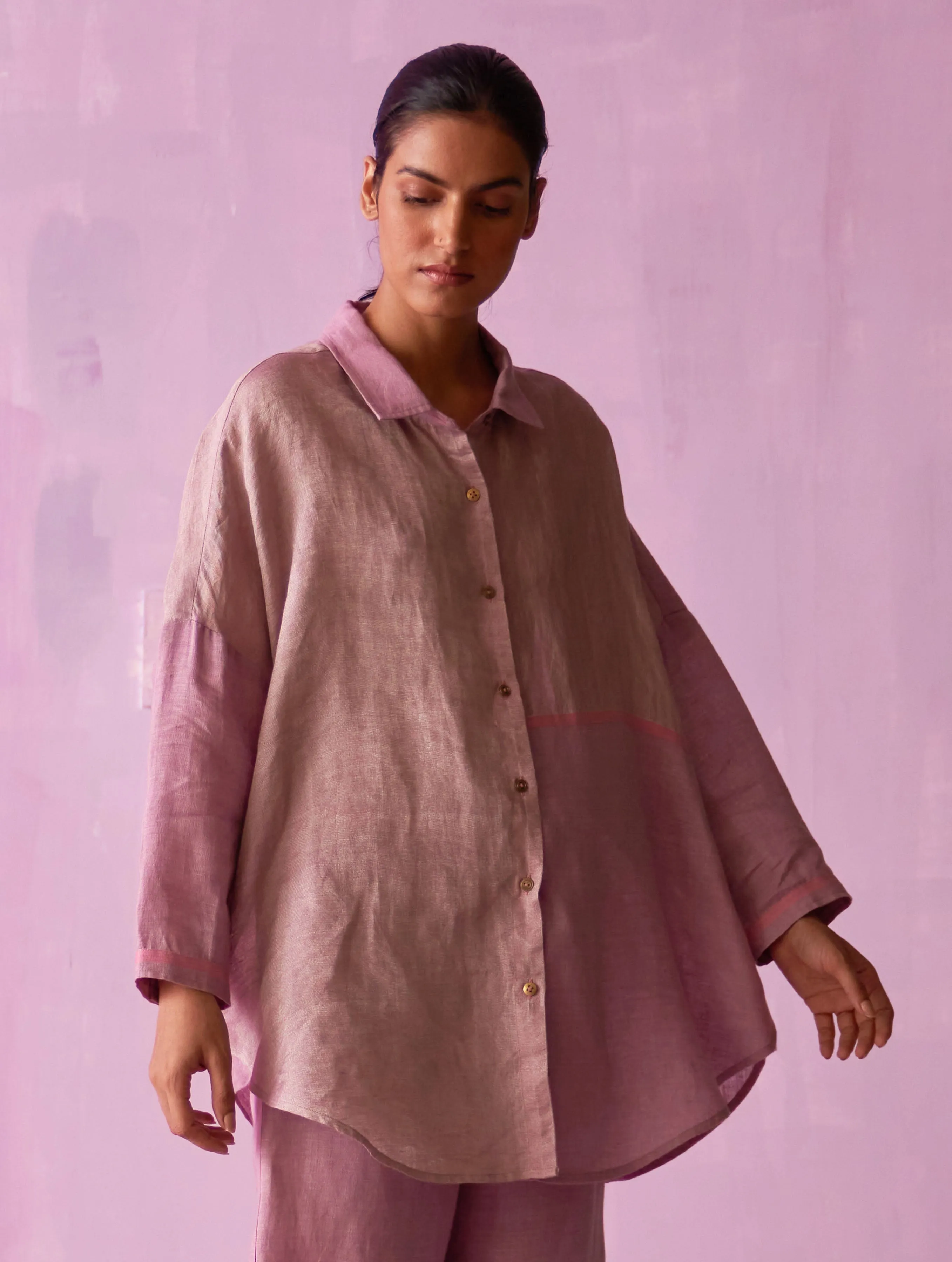 Zaha Metallic Linen Co-ord Set - Lavender