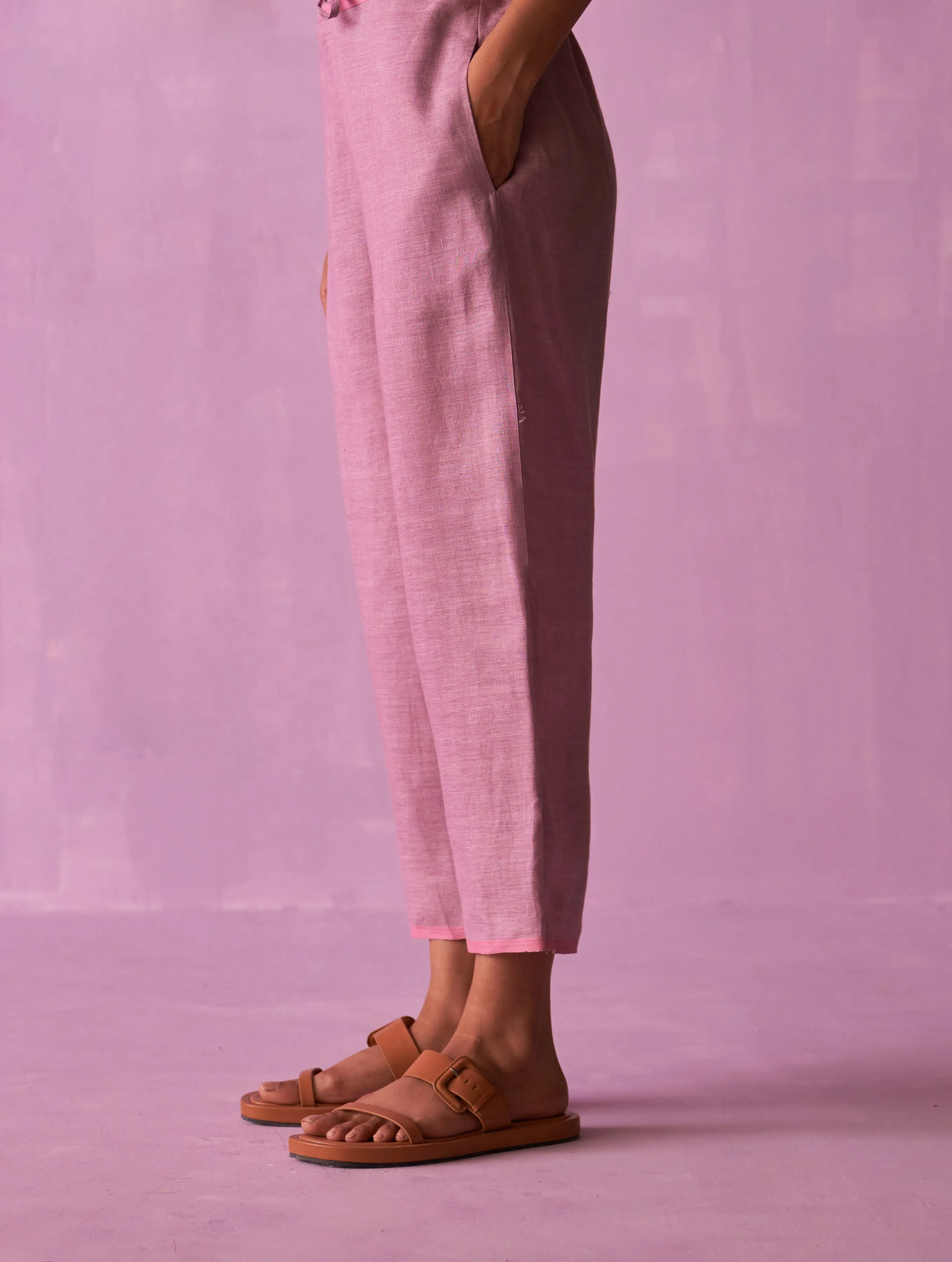 Zaha Metallic Linen Co-ord Set - Lavender