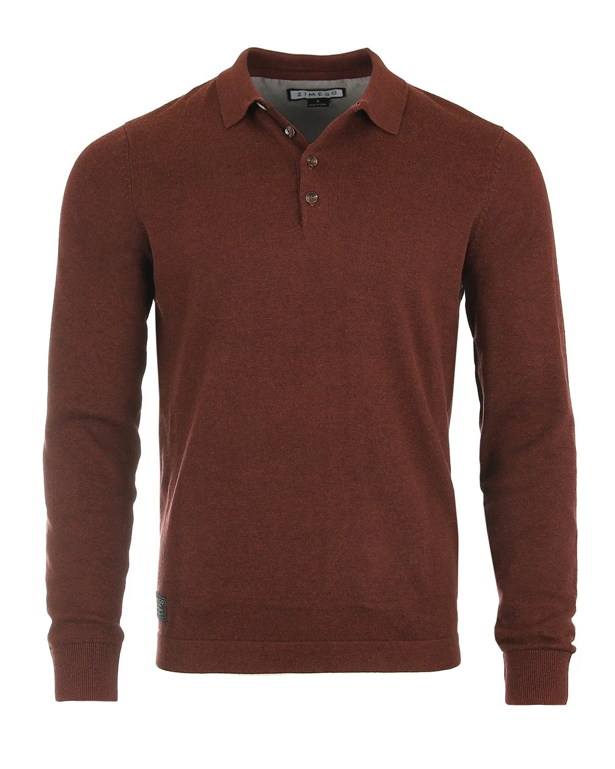 ZIMEGO Men's Casual Polo Sweater - Long Sleeve Pullover Button Knit Shirt